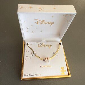 Disney Bowtiful Minnie Mouse Necklace Fine Silver Plated Bow Gold Tone